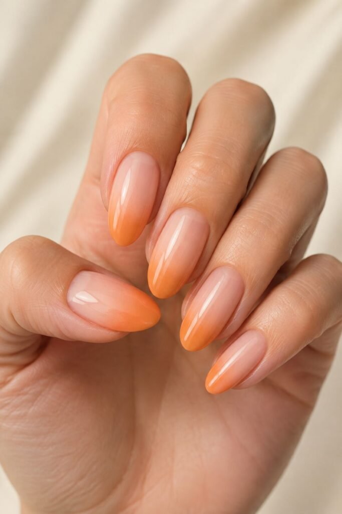  Orange French Ombre Nails