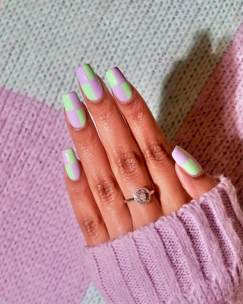 Pastel Checkerboard Nails