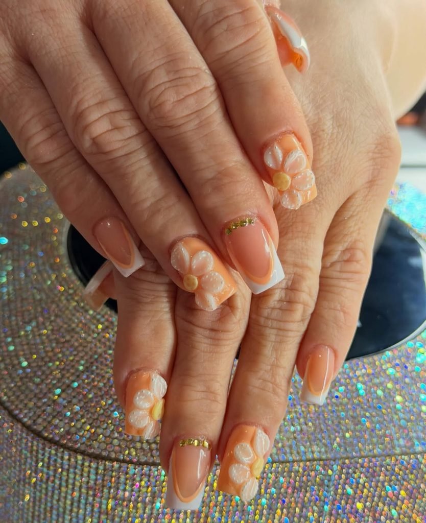 Peach Blossom Tropical Nails