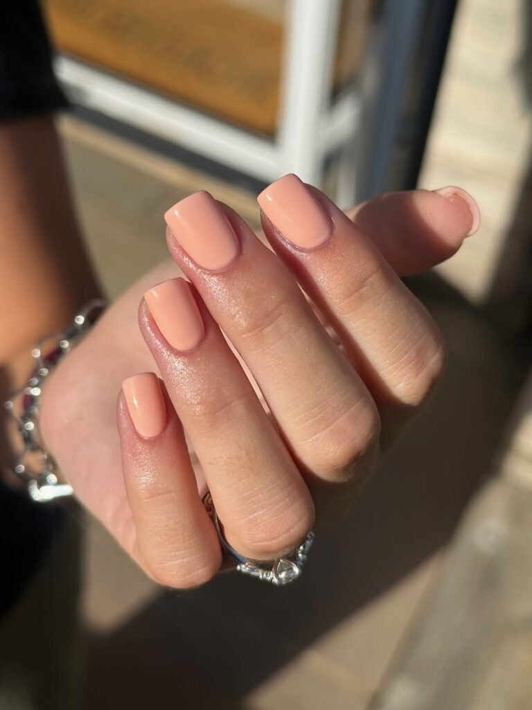 Peach Gloss Square Nails
