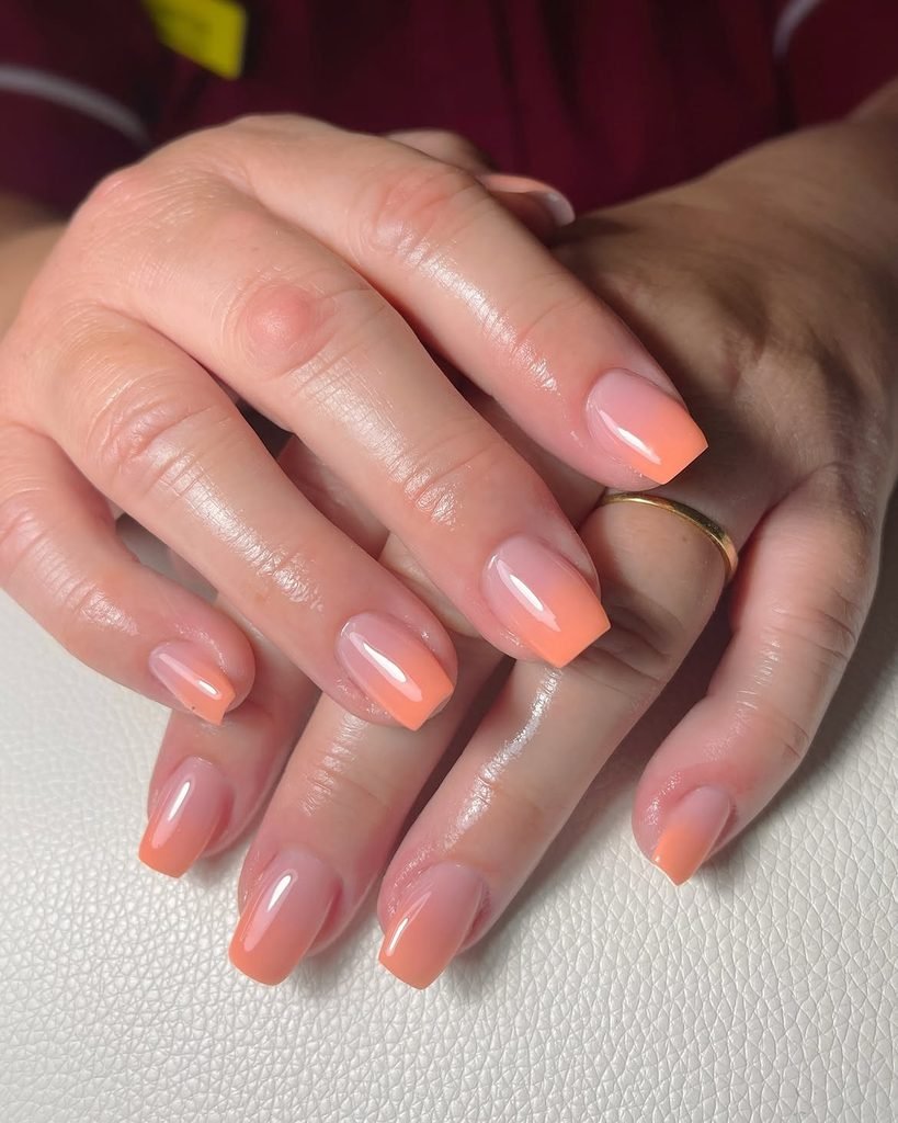 Peach Sponge Ombré Nails