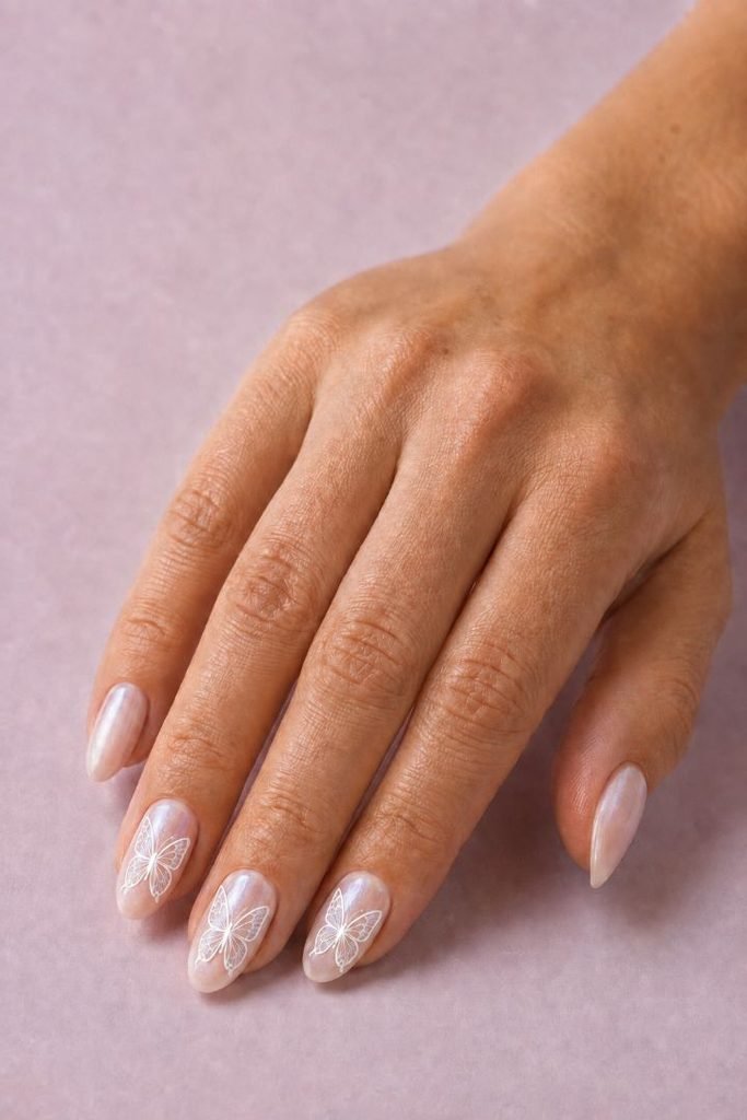 Pearl Butterfly Nails