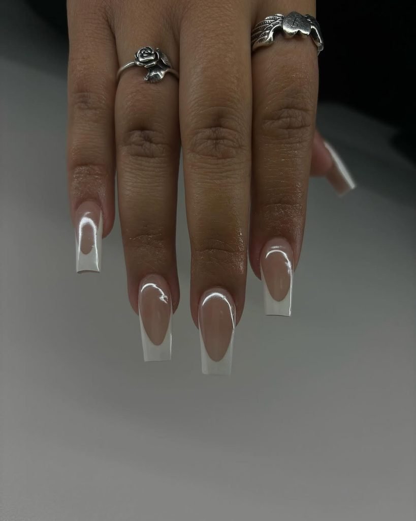 Pearl French Tip Nails
