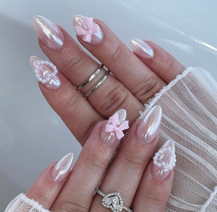  Pearl Heart Nails