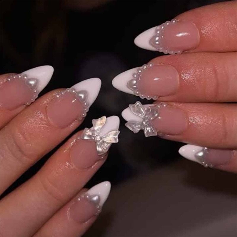 Pearl Rhinestone Nails