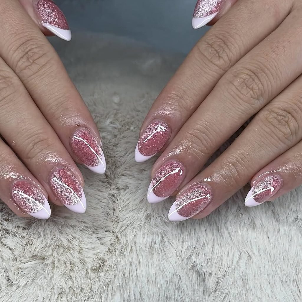 Pink Cat Eye Blush Nails
