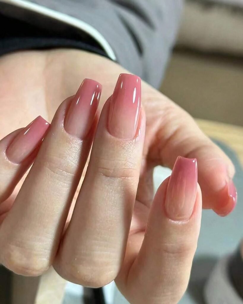 Pink Ombre Coffin Nails
