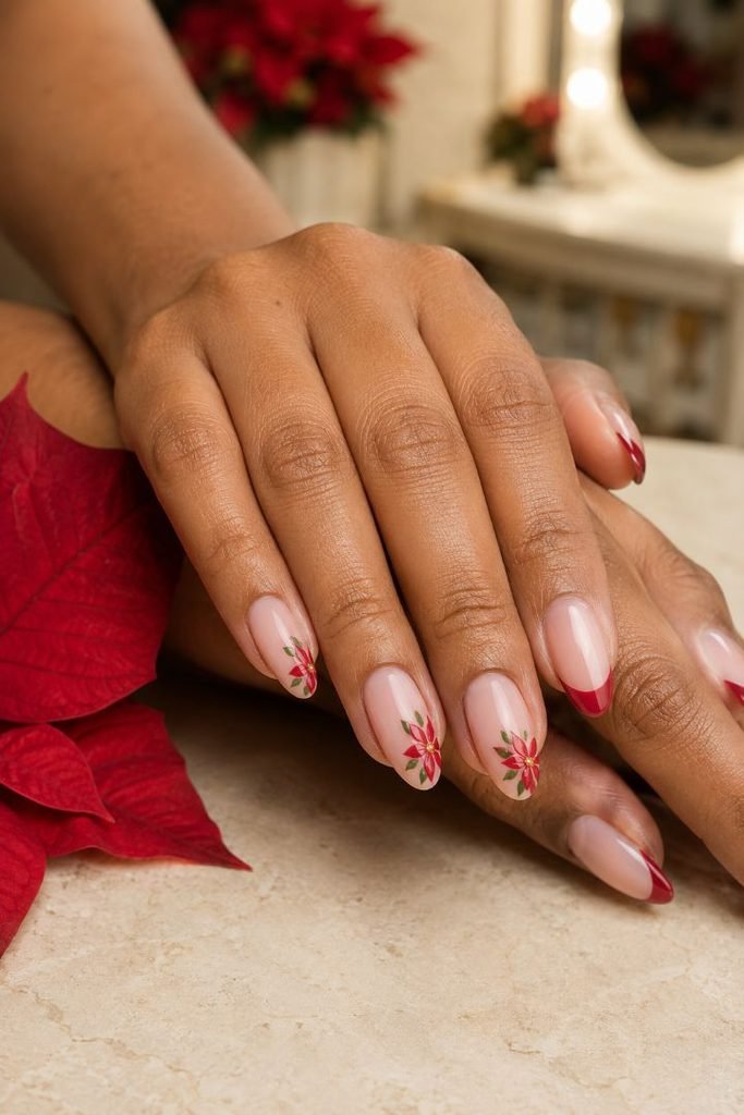 Red Poinsettia Floral Nails