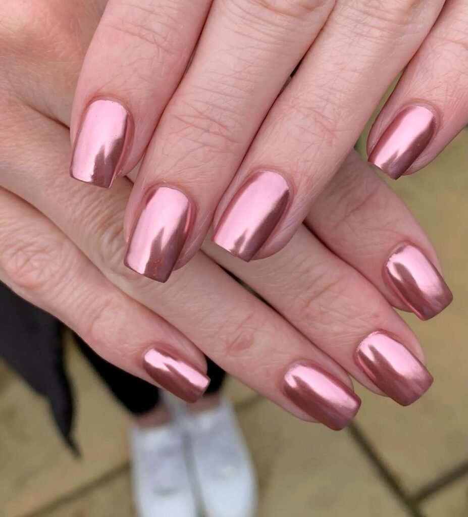 Rose Gold Chrome Nails