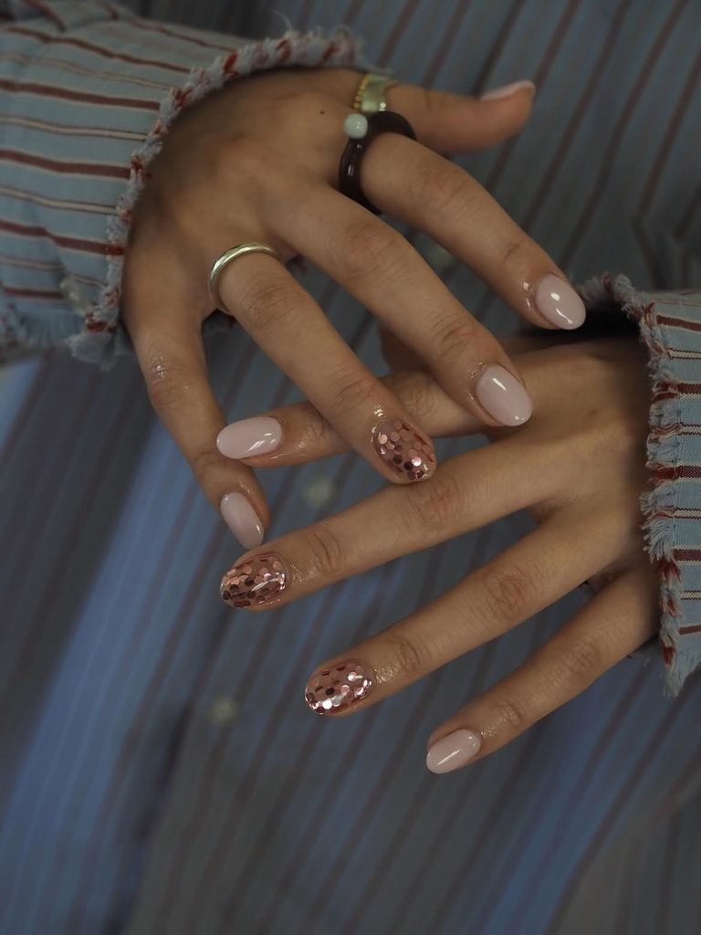 Rose-Gold Confetti Nails