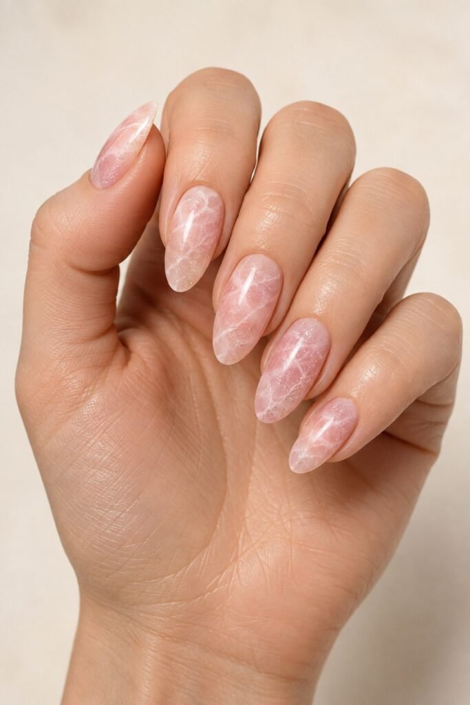  Rose Quartz Glitter Nails