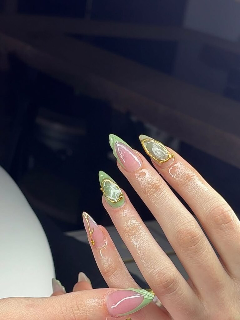 Sage Green Bridesmaid Nails
