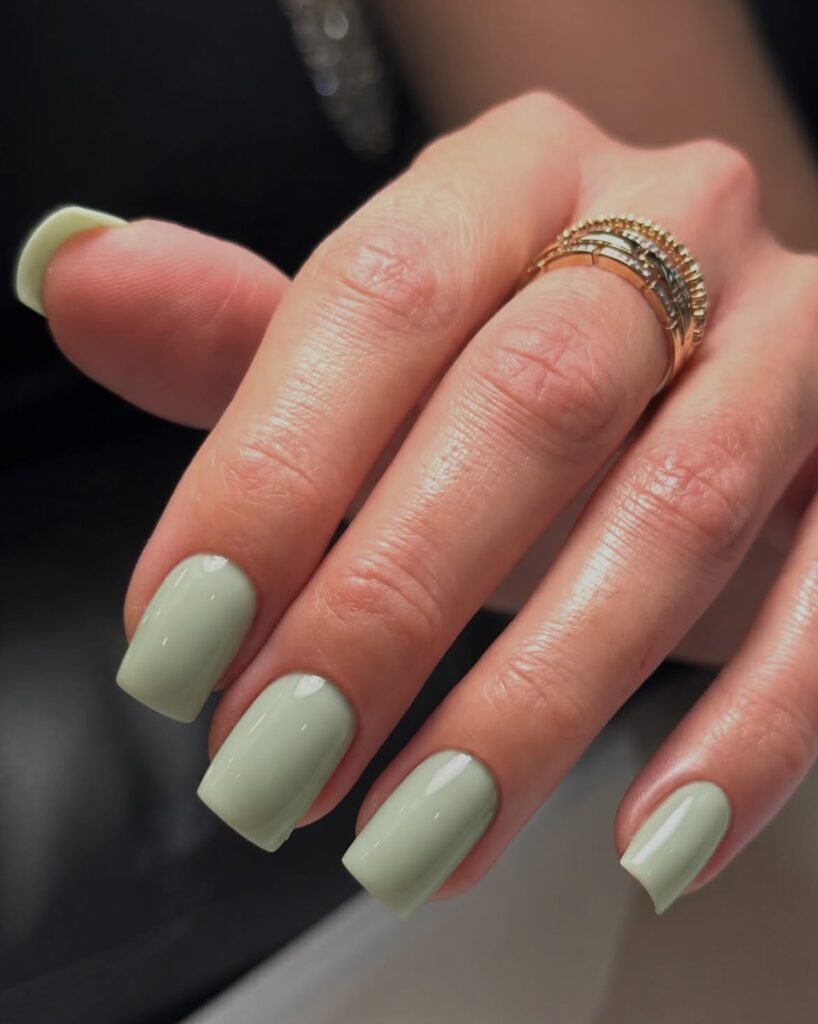 Sage Green Square Nails
