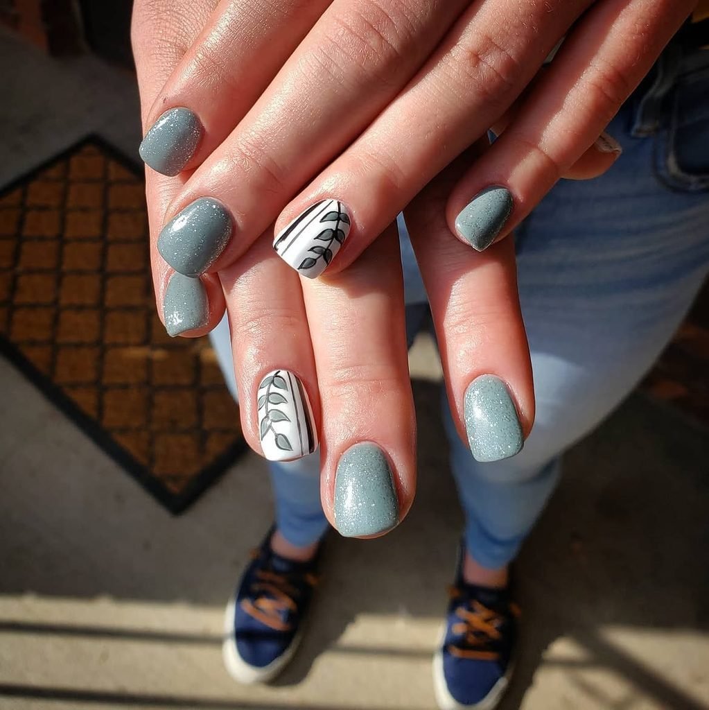 Sage Leaf Negative-Space Nails