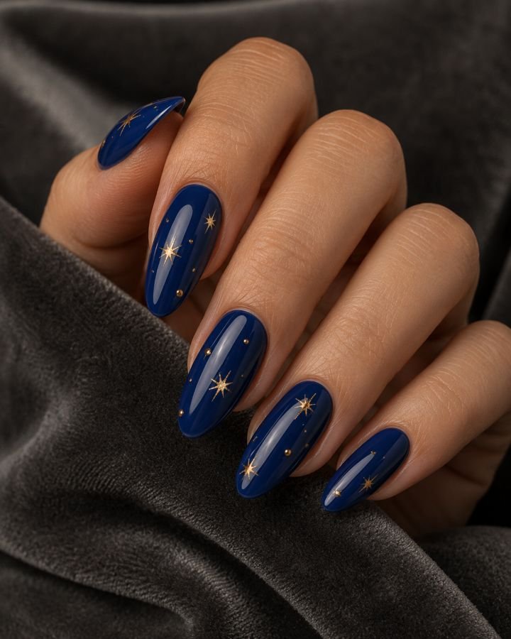 Sapphire Blue With Gold Stars