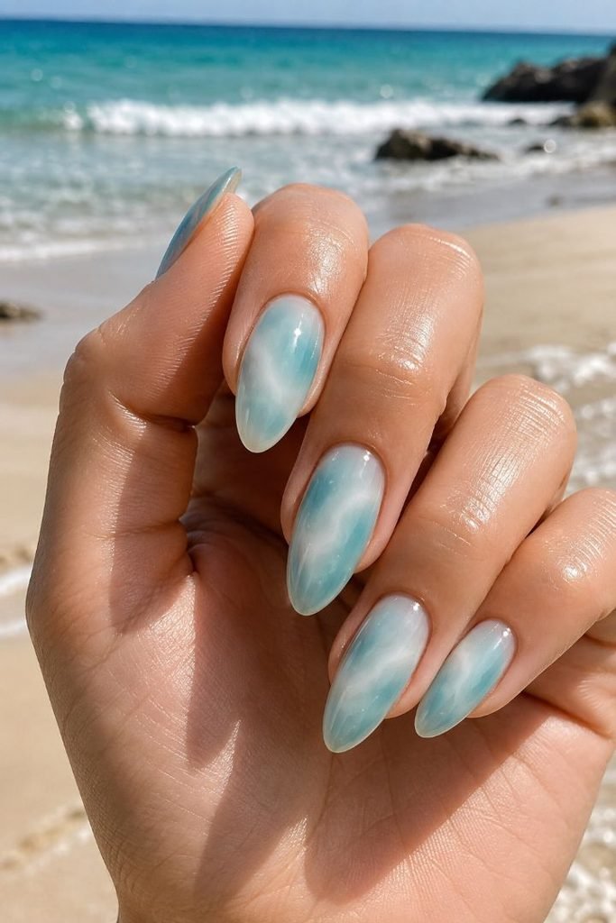 Sea Foam Aura Nails