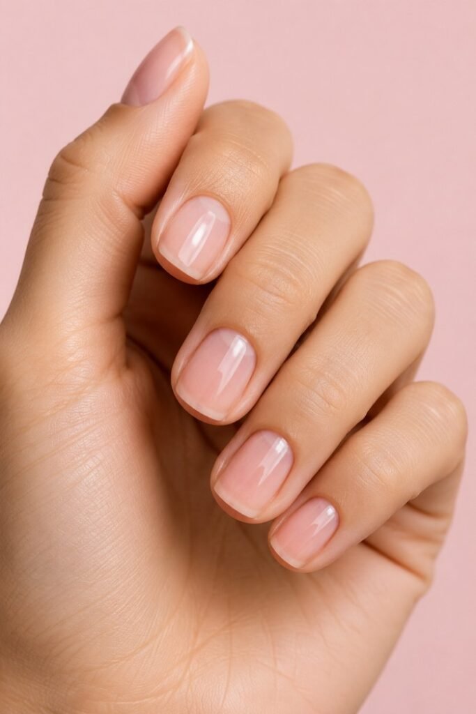 Sheer Pink Square Nails