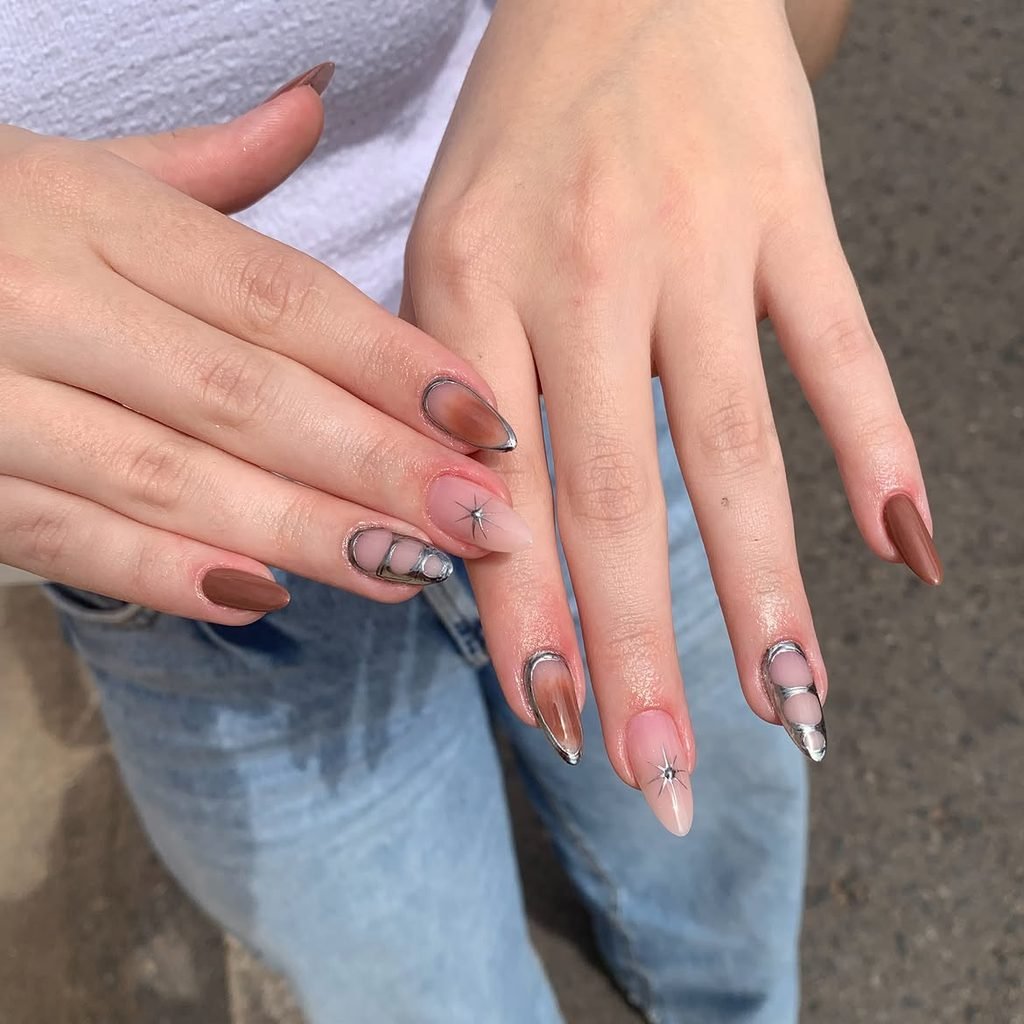 Silver-Framed Oval Nails