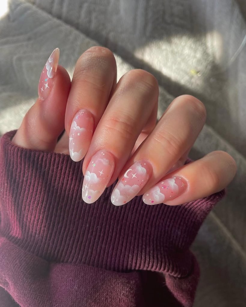 Soft Cloud Aura Nails