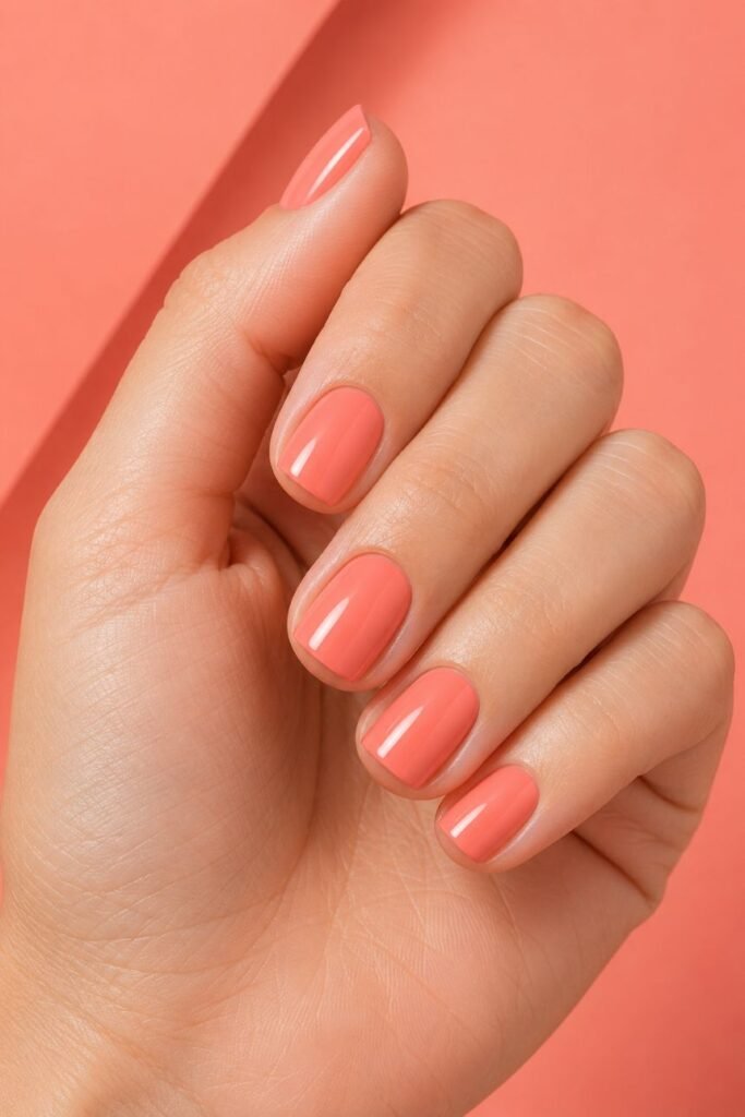 Soft Coral Square Nails