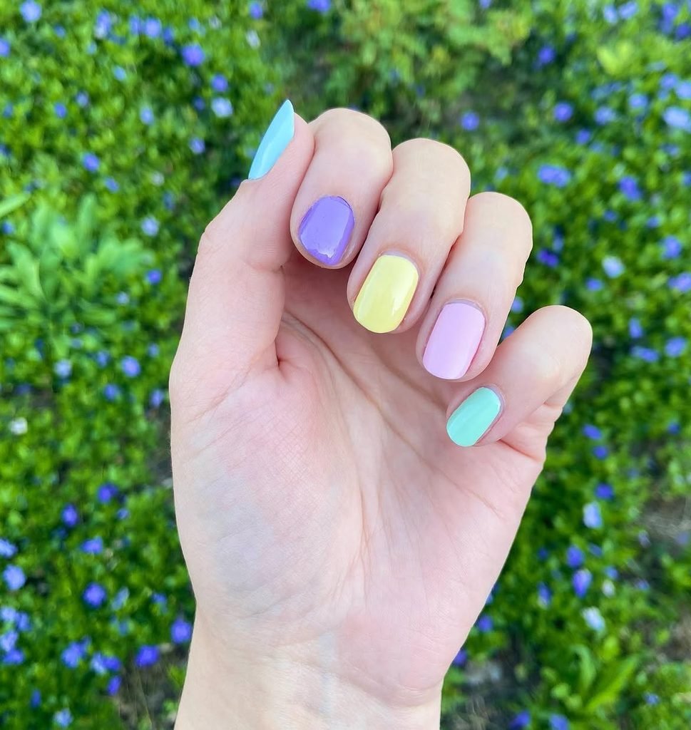 Soft Pastel Skittle Nails