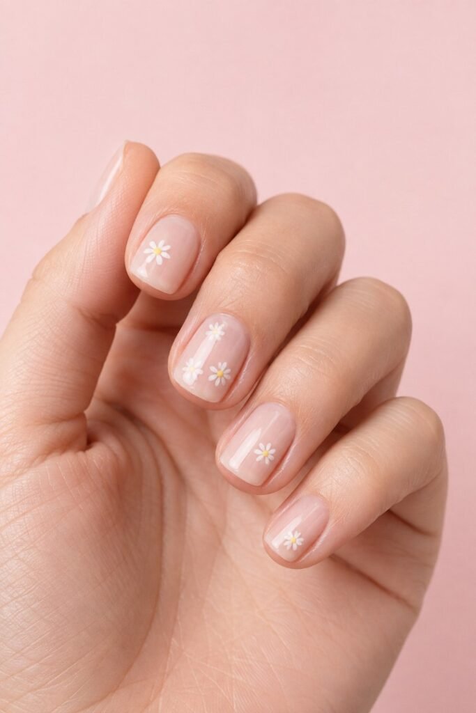 Tiny Daisy Square Nails