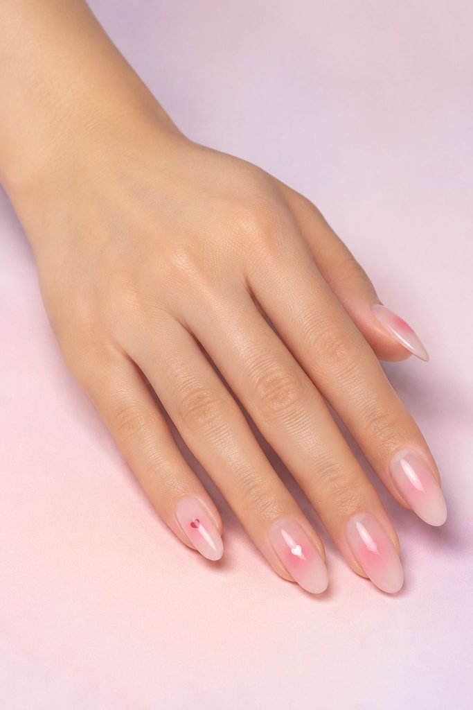 Tiny Heart Blush Nails