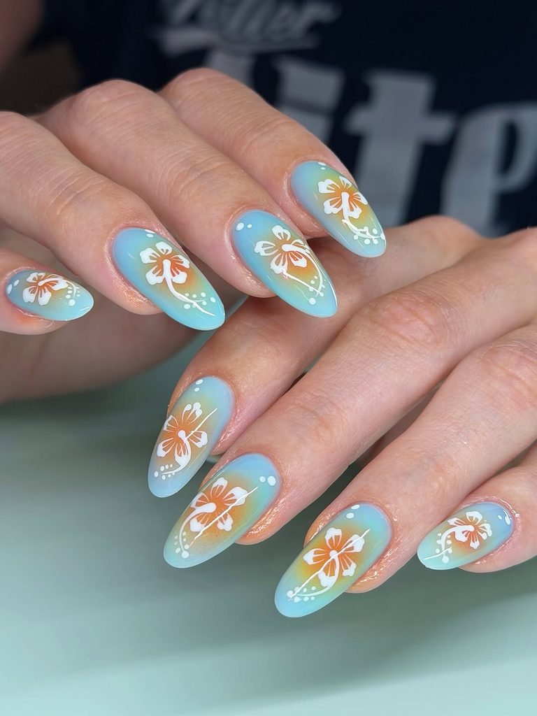 Tropical Hibiscus Nails