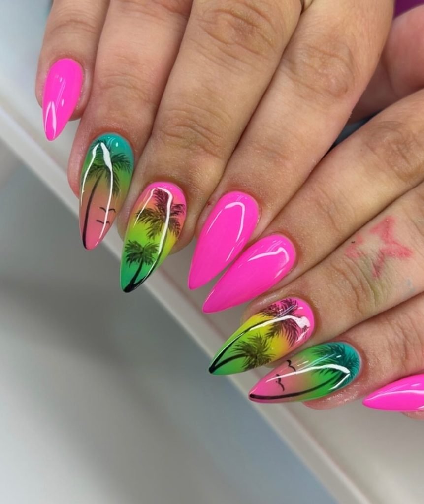 Tropical Palm Tree Nails