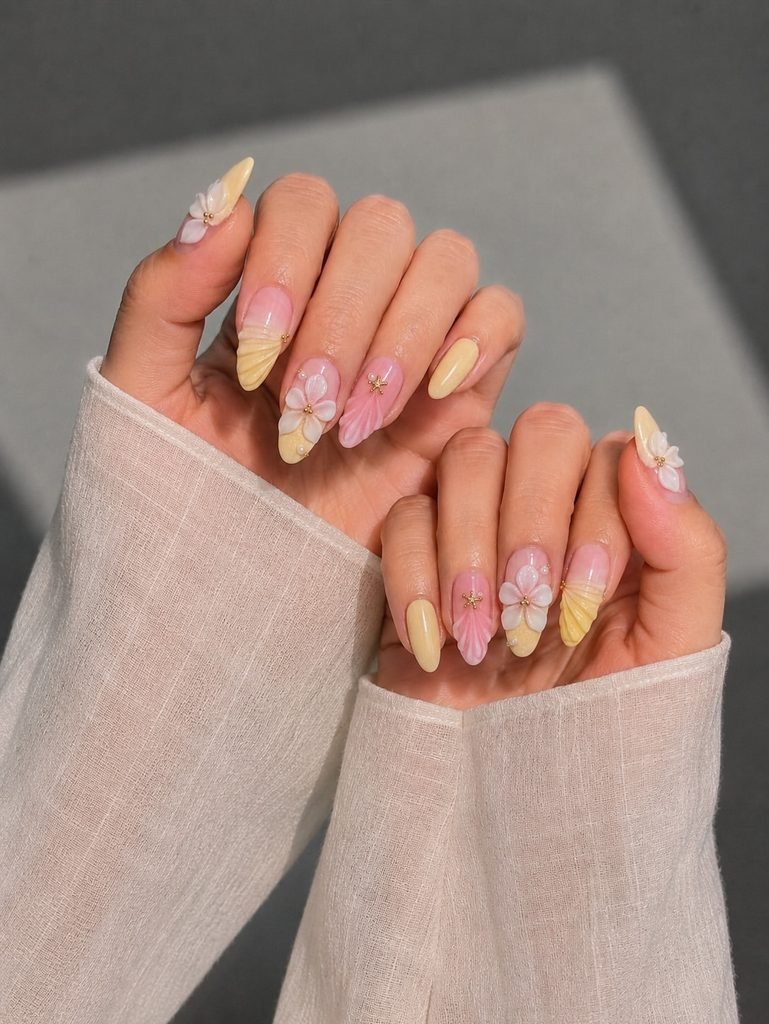 Tropical Plumeria Oval Nails