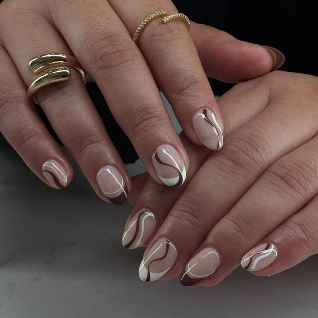 Abstract Swirl Coffin Nails