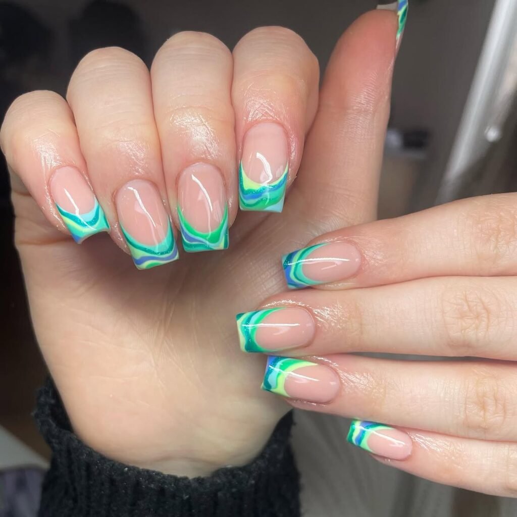 Abstract Swirl French Tips