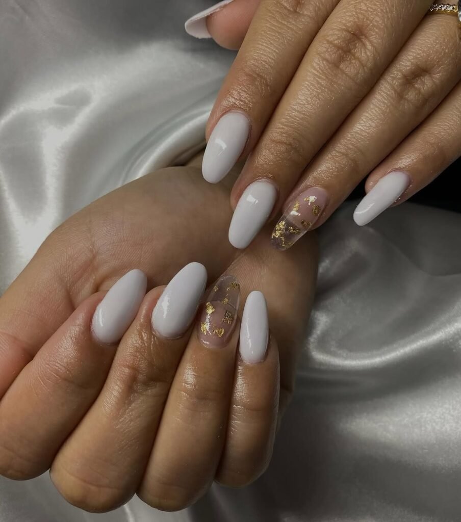 Soft Almond White Nails