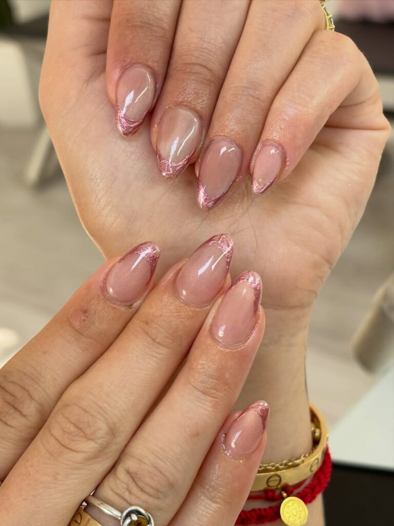  Baby Pink Glitter French Tips