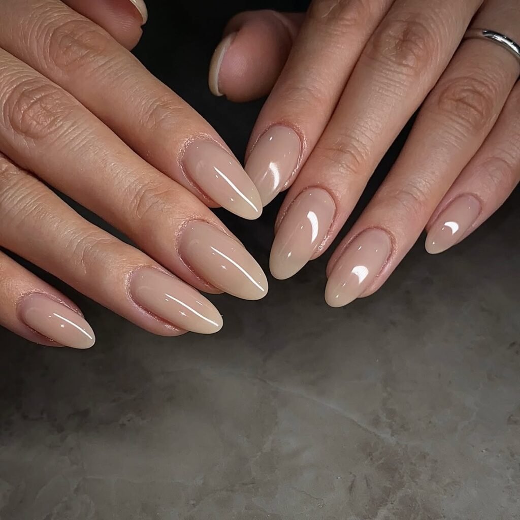 Sheer Beige Minimalist Nails