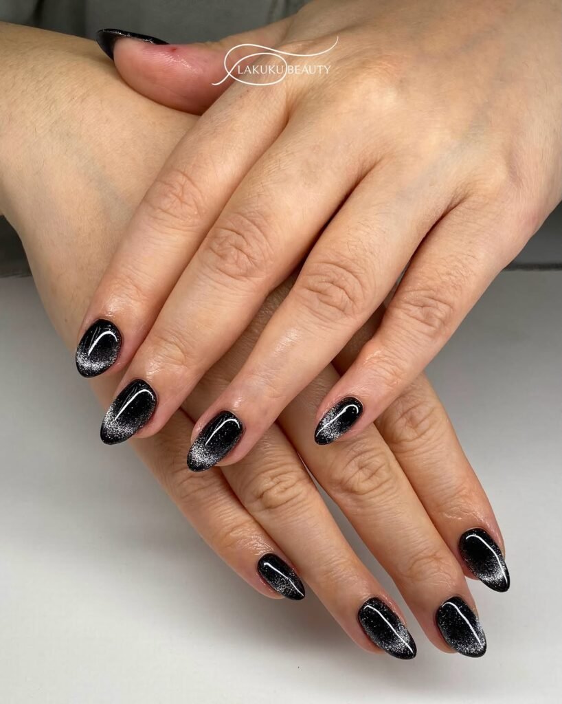 Black Diamond Cat Eye Nails
