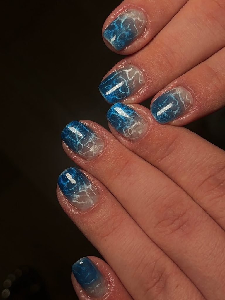 Blue Jelly Water Nails