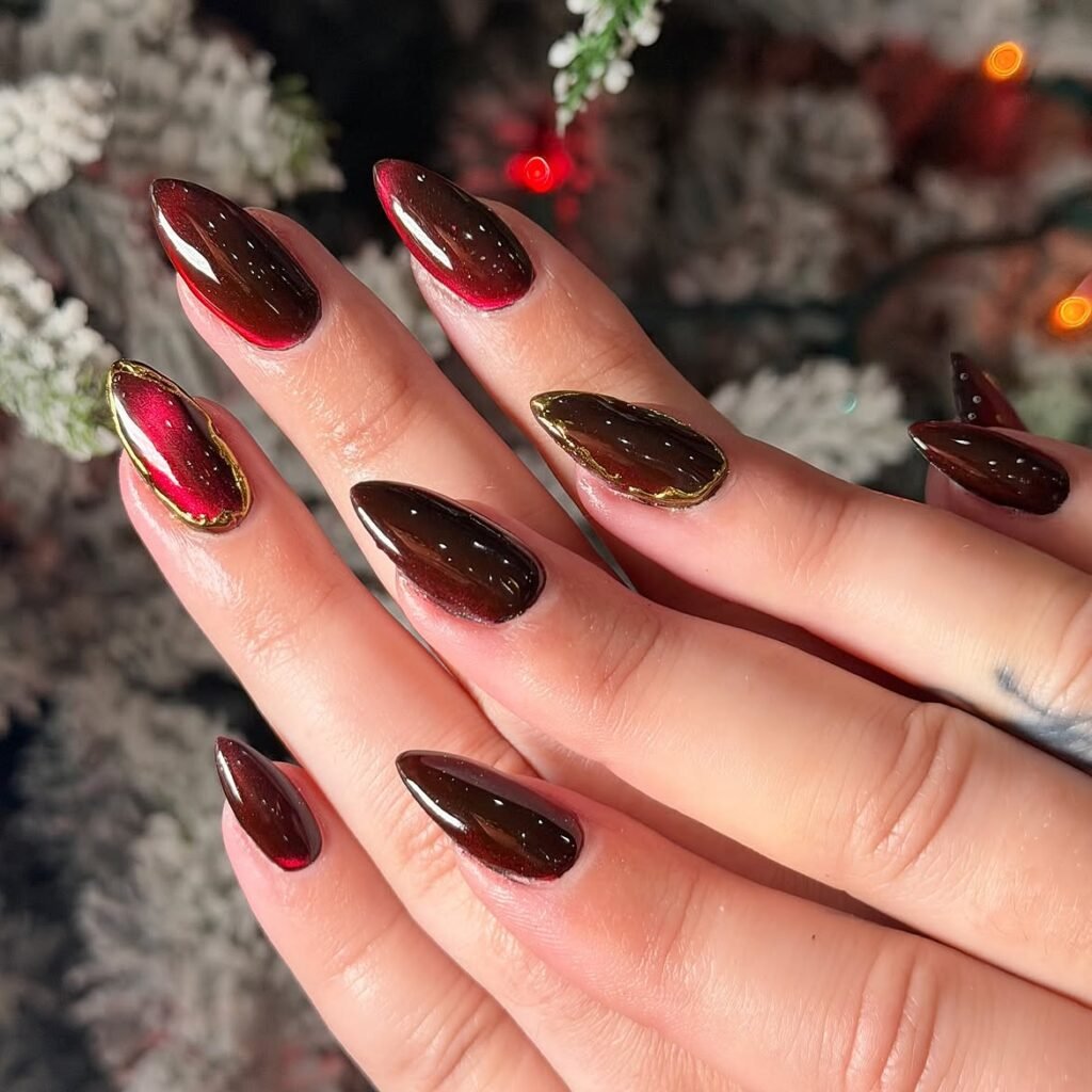 Burgundy Velvet Nails