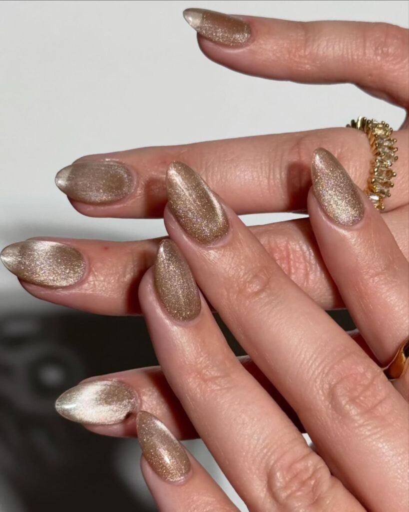 Champagne Chrome Nails