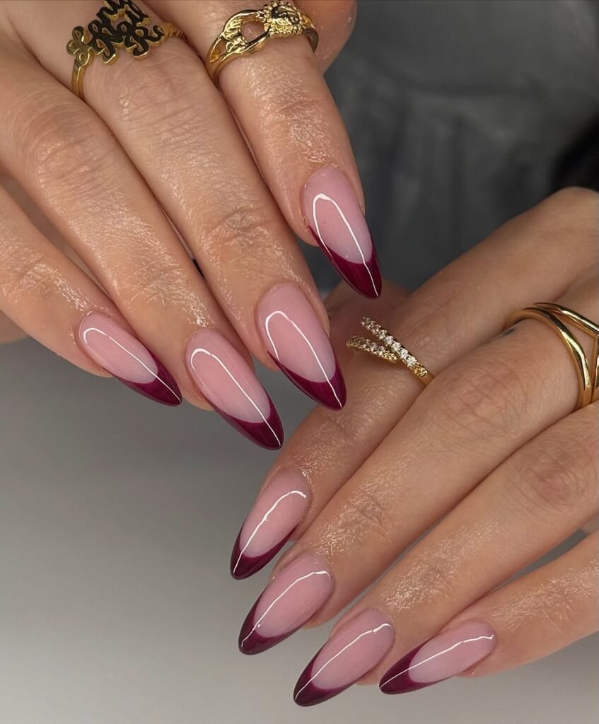 Cherry Red French Tip Nails