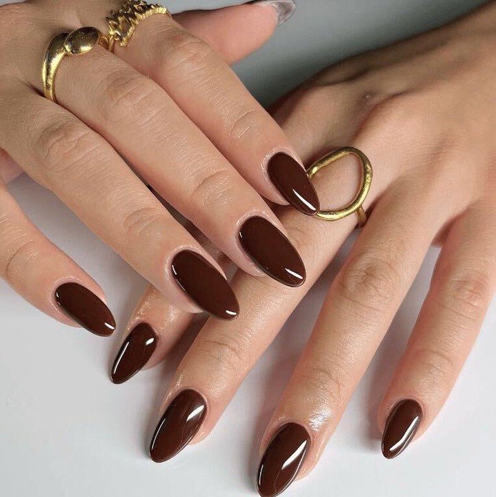 Chocolate Brown Coffin Nails