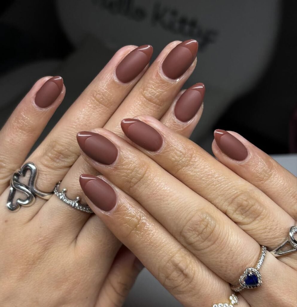 Matte Chocolate Brown Nails