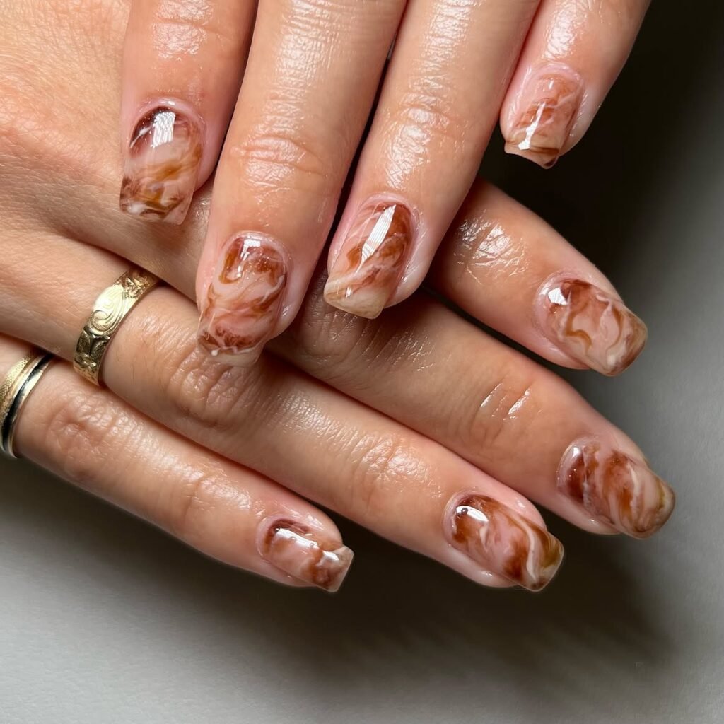 Chocolate Marble Nails