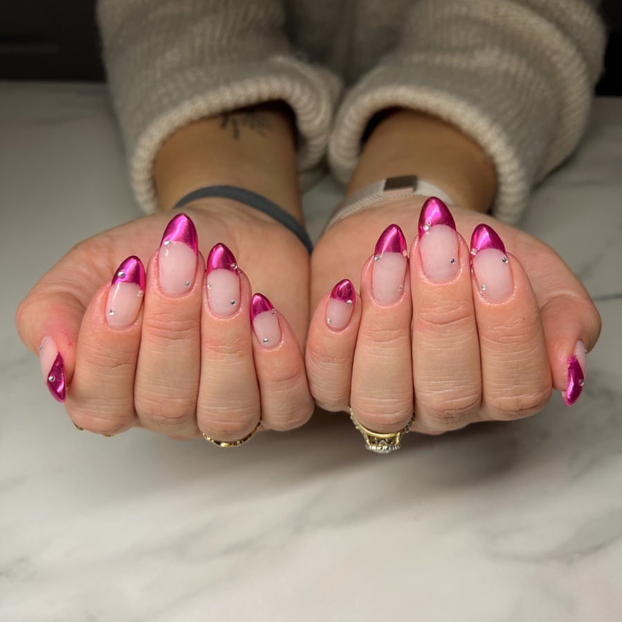 Chrome French Tip Nails