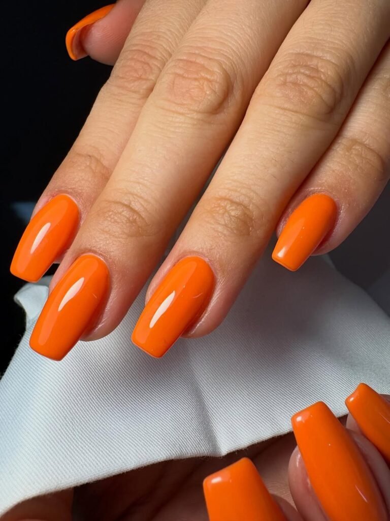 Classic Glossy Orange Nails