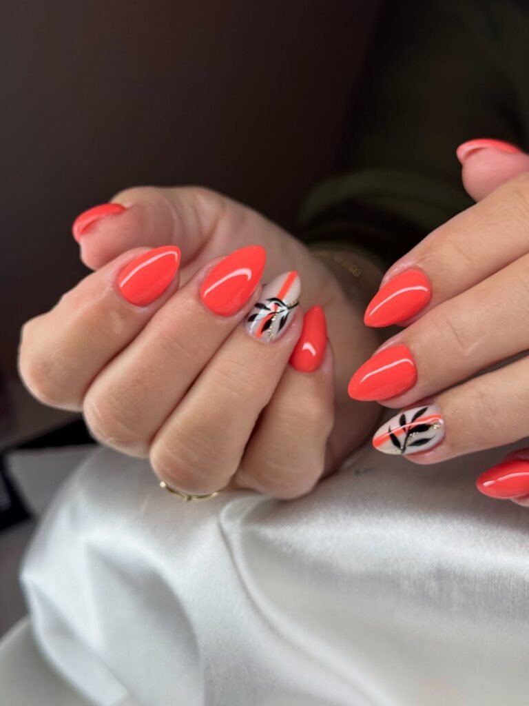  Coral Orange Nails
