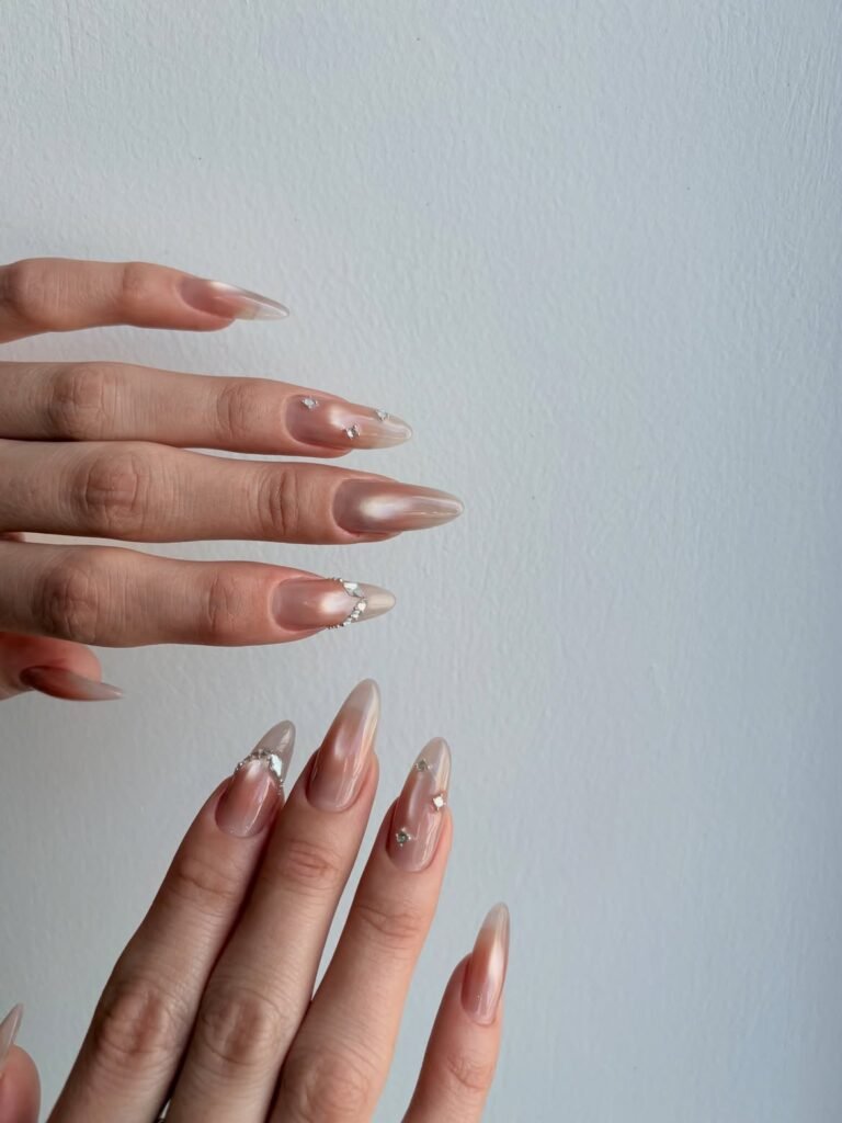 Crystal Accent Nude Nails