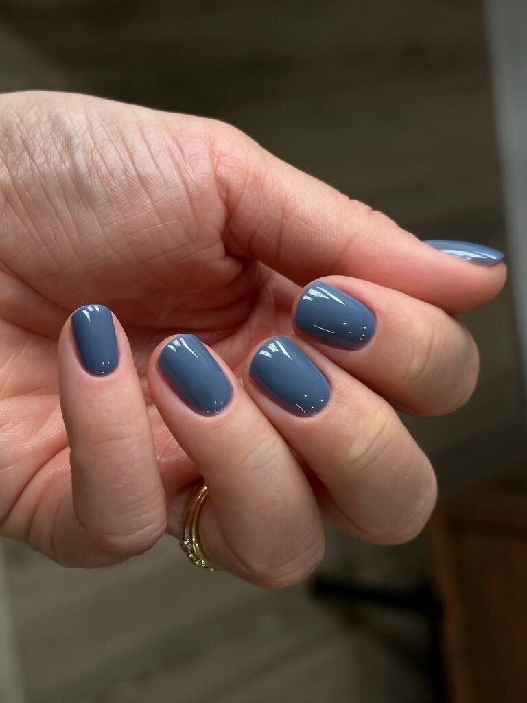 Dusty Blue Elegant Nails
