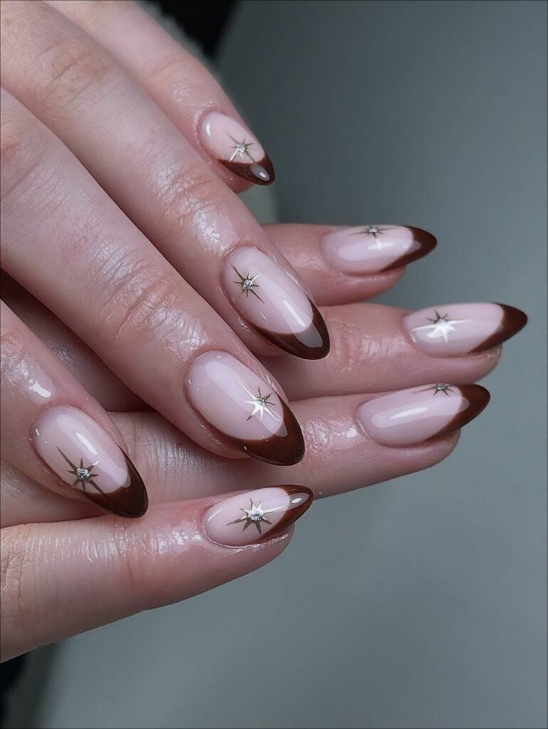 Espresso French Tip Nails