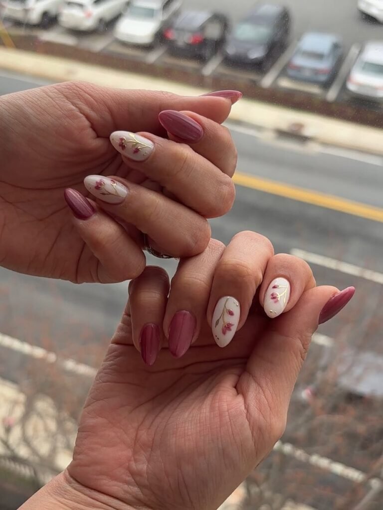 Delicate Floral Accent Nails